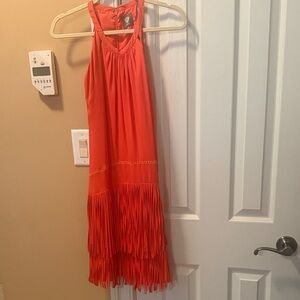 Vince Camuto Orange Fringe Dress